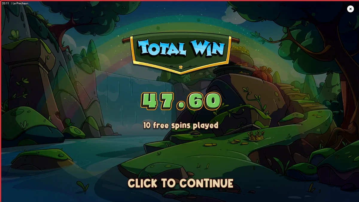 Tampilan visual slot Le Prechaun dengan karakter rakun dan elemen hutan Irlandia
